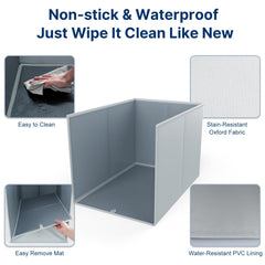 Paw Libero water-resistant PVC and Oxford fabric keep liquids contained and clean.