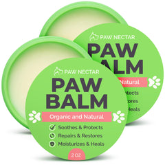Paw Nectar paw balm jar shows organic formula for dry paw relief