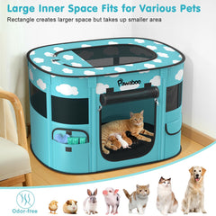 Pawaboo playpen features 360-degree visibility for calm exploration.