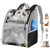 Pawaboo cat carrier backpack front view with breathable mesh for comfy travel.