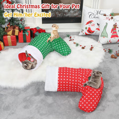 Pawaboo cat tunnel Christmas sock peephole lures cats to peek and play