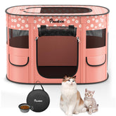 Pawaboo dog playpen assembled offers spacious interior for medium to large breeds, ideal for safe confinement.