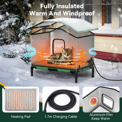 Pawaboo heated cat house awning detail highlights waterproof protection