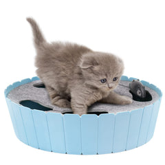 Pawaboo interactive cat toy blue in action drives indoor play and hunting instincts