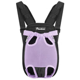 Pawaboo pet carrier backpack front view enables hands-free front carry during walks.
