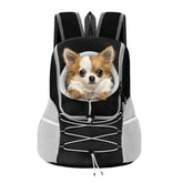 Pawaboo Pet Dog Carrier Backpack front view enables hands-free hiking with your dog.
