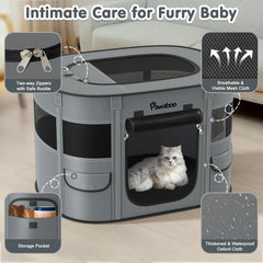 Pawaboo playpen 360-degree ventilation windows promote airy, calm pet space