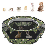 Pawaboo small animals playpen leopard cover shows durable pet enclosure for indoor or outdoor play