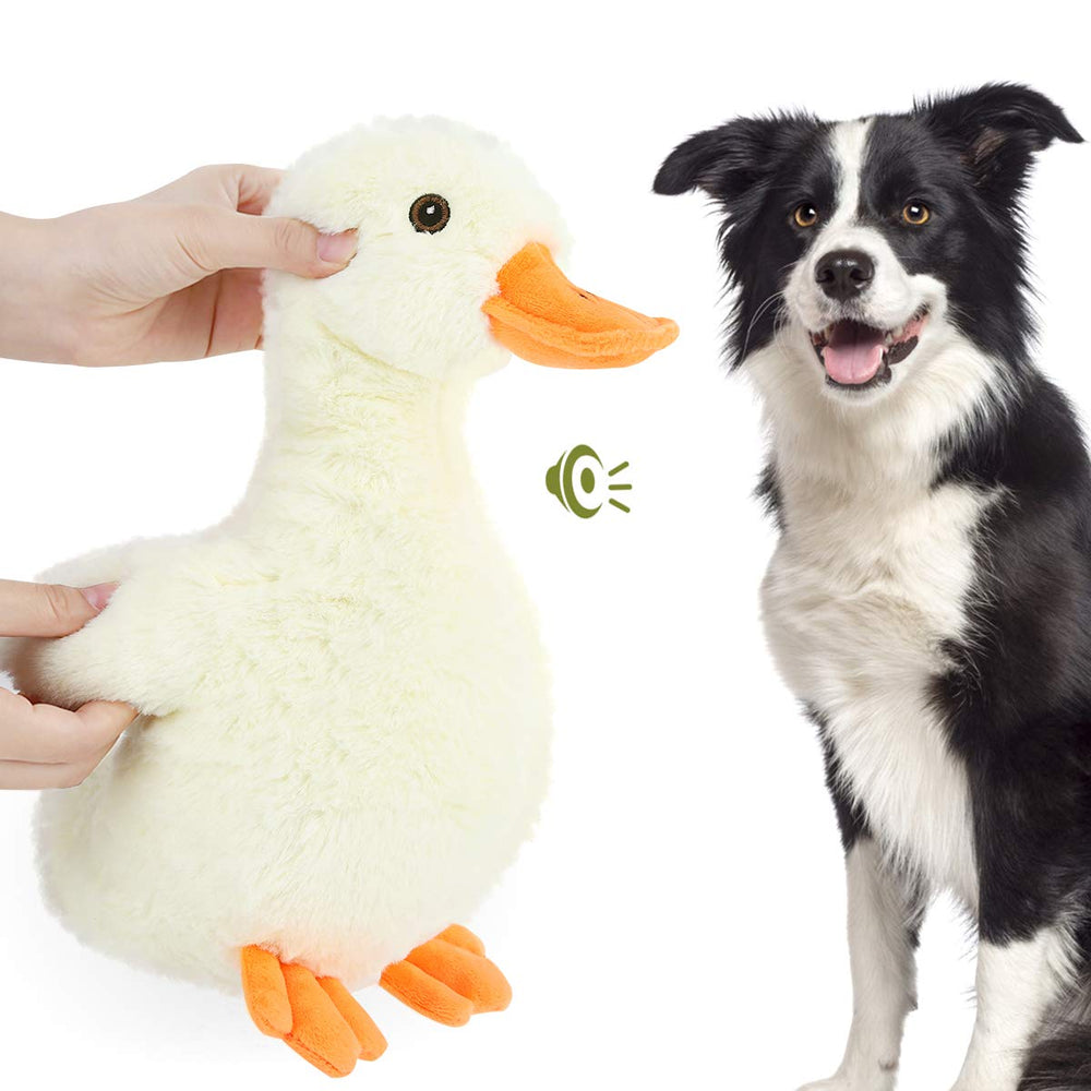 Pawaboo Squeak Plush Duck Dog Toy full 12-inch plush for fetch
