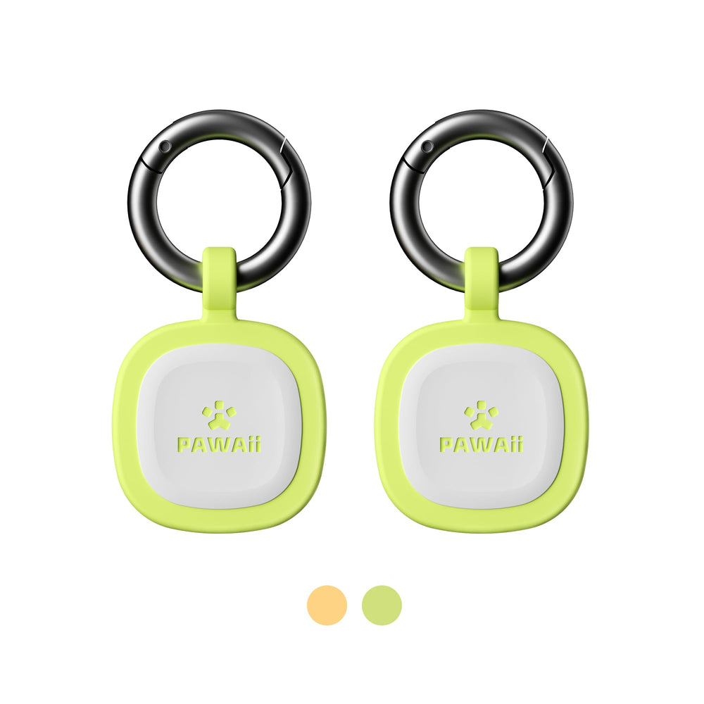 Pawaii fluorescent QR tag front view in green, enhances night visibility for pets.