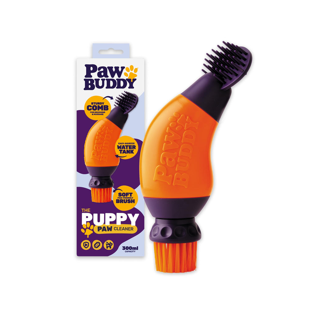 Paw Buddy Puppy Paw Cleaner packaging demonstrates a gentle daily clean for small dogs.