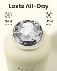 Detachable food bowl on Pawccoli bottle for pet meals during trips.