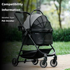 Pawccoli pet stroller triple safety ropes ensure secure travel.