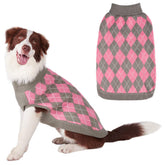 PAWCHIE large dog sweater front view showcases classic plaid knit for warmth