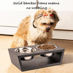 Pawfect Pets elevated dog bowls 4-tall black side angle highlights sturdy height for posture