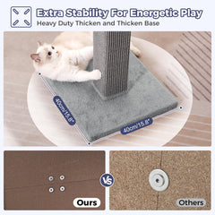 Pawfessor large cat scratching post with two removable hanging balls for interactive play.