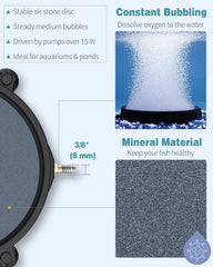 Pawfly air stone design sinks to bottom with suction cups for stable installation.