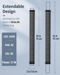 Pawfly full-spectrum 6500K LED shows true colors for vibrant fish and plants.
