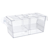 Pawfly breeding box front view shows large hatchery area for fry protection.
