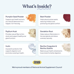 Pawfy dog chews labeled for constipation relief with high fiber