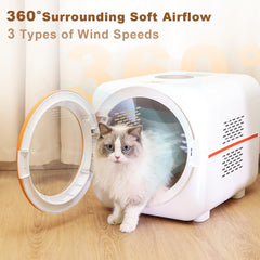 PawGalaxy Pet Dryer Box low-noise operation keeps pets calm
