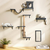 PawGiant cat wall shelves assembly guide demonstrates easy wall mounting for space-saving play.
