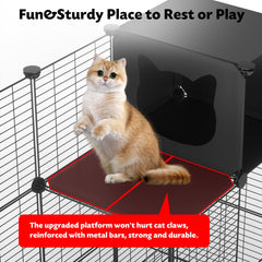 PAWING cat enclosure scratch-resistant platforms endure daily play and paws.