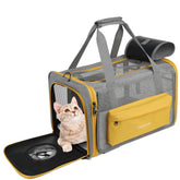 Pawinner cat carrier spacious design enables roomy movement during travel.