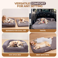 PAWLALA 2in1 human-dog bed folded couch mode for versatile living spaces.