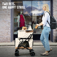 PAWLALA double stroller folded storage demonstrates compact packing after adventures.