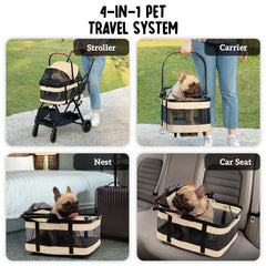 PAWLALA detachable carrier enables easy pet transfer between car and stroller