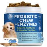 Pawlooza probiotics dog allergy chews bottle shows daily gut balance and skin comfort.