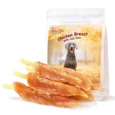 Pawmate chicken tender wrapped cod stick close-up highlights chewy texture for dogs