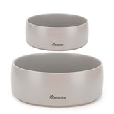 PawMeow ceramic dog bowl set gray two-piece pack, spill-resistant and durable.