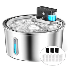 PawPoll wireless cat water fountain front view highlights cordless design for flexible placement