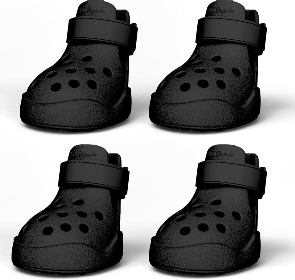 PawPosh dog shoes black-outsole offer strong grip on wet surfaces for safer outdoor walks.