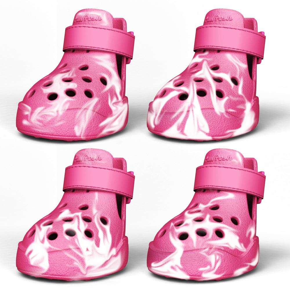 PawPosh dog shoes rose marble front view with breathable perforations for cooling paws