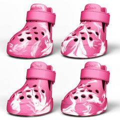 PawPosh dog shoes rose marble front view with breathable perforations for cooling paws