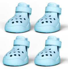 PawPosh dog shoes Sky Blue front view — stylish paw protection on hot pavement.