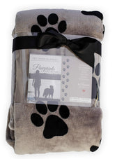 Pawprints Left By You memorial blanket closeup showing sentimental design and soft texture