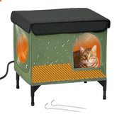 PAWPROVED heated cat house outdoor exterior shows rugged weatherproof shelter for harsh winters