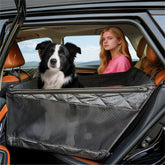 PAWPROVED large dog car seat cover back seat extender anchors securely to headrests for stable rides.