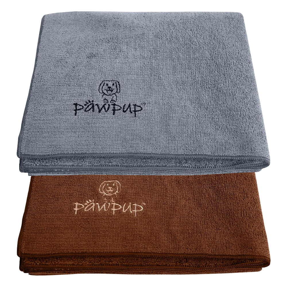 PAWPUP dog towel in brown shows oversized 40x24in for quick post-bath drying.