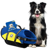 Paws Aboard dog life jacket blue-yellow medium with handle improves buoyancy