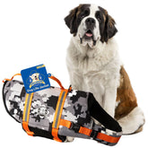 Paws Aboard dog life jacket grey camo close-up buckle for secure adjustable fit