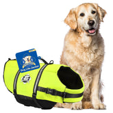 Paws Aboard dog life jacket neon yellow front view boosts visibility during water activities