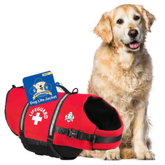 Paws Aboard dog life jacket in red large fit for safe water fun.