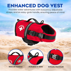 Paws Aboard dog life jacket red XX-Small reflective strips improve visibility.