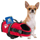 Paws Aboard dog life jacket red XX-Small worn on dog for secure water adventures.