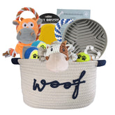 Paws For Reaction puppy gift basket front view — ideal starter kit for new puppies.